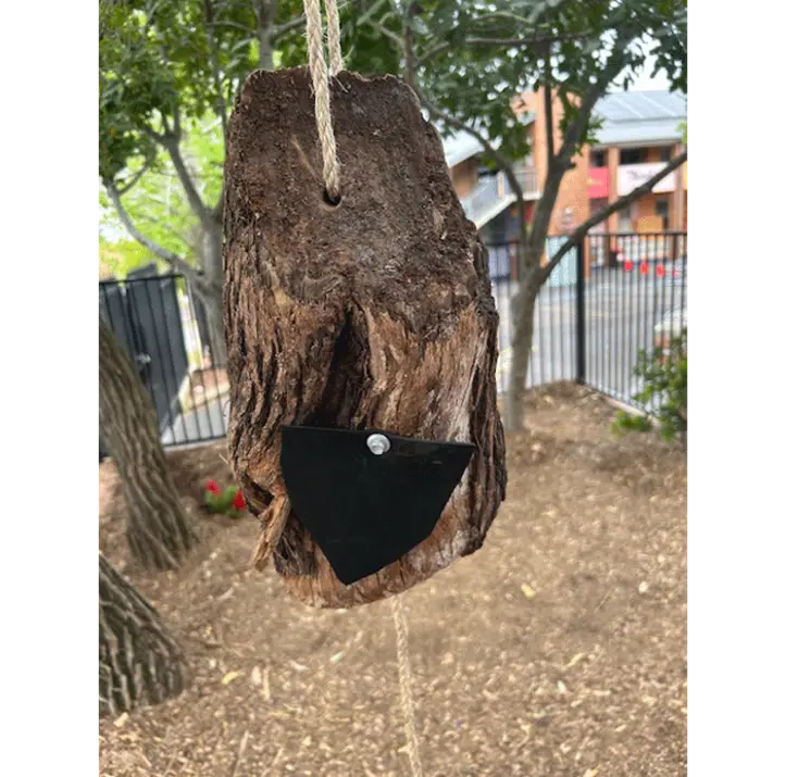 Hanging log enrichment device designed for dingoes as part of a STEM project.